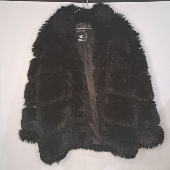 BOPT The Beauty Optimal Product Women's Faux Fur Coat Jacket MP7 Black Large NWT - Picture 1 of 8